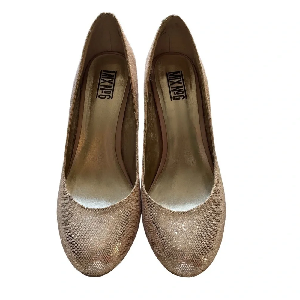 Mix No6 Sequin Shoes Heels Champaign 9.5 - Picture 1 of 11